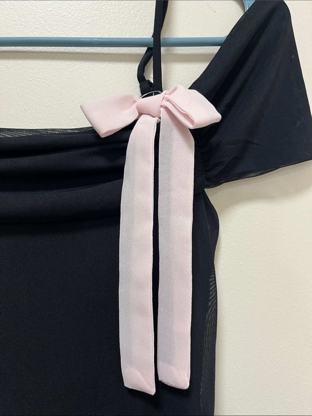 Wild fable Black Off-Shoulder Maxi Dress with Pink Bow Straps Size XS - Picture 4 of 16